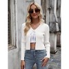 Womens Tie Front Cardigan Long Sleeve Rib Knit Shrug for Dress Sweaters Open Front Crop Tops - 2 of 4