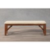Vynxaria Solid Rubberwood Dining Bench (60"L) Dark Hazelnut Finish, 100% Polyester Tan Upholstered Seat, Sturdy Straight Legs - 2 of 4