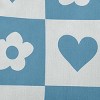 16"x16" Valentine's Day Heart and Flowers Grid Square Throw Pillow Chambray - e by design: Indoor Decorative Cushion, Polyester Twill - 2 of 4
