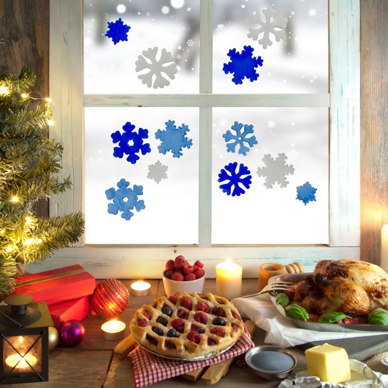 Northlight 12-Piece Blue and White Snowflake Gel Christmas Window Clings, 2 of 3