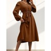 Coolmee Women's Puff Sleeve Dress V Neck Aline Elegant Flowy Wedding Guest Maxi Dresses with Belt - 2 of 4