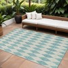 Teal Blue And Ivory Geometric Washable Indoor Outdoor Area Rug - 2 of 4