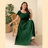 Whizmax Women Plus Size Boho Maxi Dress Short Sleeves High Waist Ruffle Casual Summer Dress with Pockets - 4 of 4