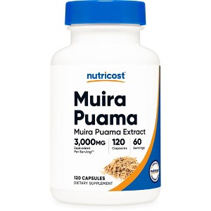 Nutricost Muira Puama Extract (3,000mg Equivalent) 120 Capsules - Muira Puama for Men & Women, Vegan, GMO-Free, Gluten-Free, 60 Servings - 1 of 4