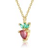 Guili 14K Gold Plated Necklace with Ruby Red and Emerald Green Cubic Zirconia Heart and Leaf Pendant Adds a Bold, Colorful Touch - 2 of 2