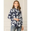 Allegra K Women's Boho Floral Printed Shirts V Neck Pussybow Blouse Top - 3 of 4
