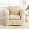 Stretch Jacquard Damask Chair Slipcover Oyster - Sure Fit - 2 of 3