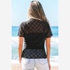 Amaryllis Women’s Sheer Mesh Short Sleeve Bow Pattern High Neck Fitted Top Lightweight Delicate - 4 of 4