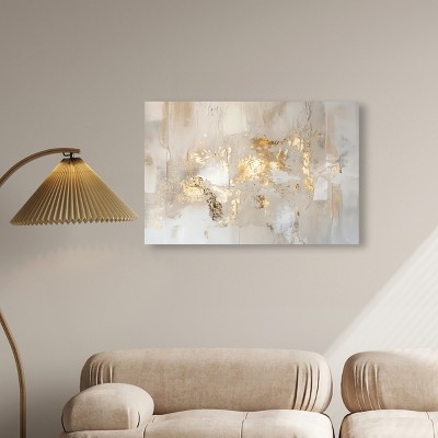 Sands of Time Gold and Beige Abstract Canvas Wall Art, 36" x 54"