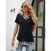 Clearlove Women's Long Sleeve Contrast Collared Shirts Patchwork Work Blouse Tunics Tops - 2 of 4