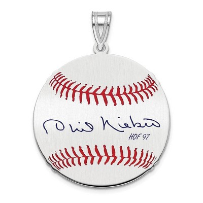 Black Bow Jewelry Sterling Silver Phil Niekro Signature MD Enamel Baseball Pendant