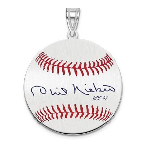 Black Bow Jewelry Sterling Silver Phil Niekro Signature MD Enamel Baseball Pendant - 1 of 4