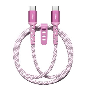 iHome 6' USB-C to USB-C Cable, Nylon Braided with Cable Wrap, Pink - 1 of 4