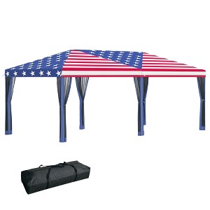 Aghana Digitals American Flag Pop Up Canopy: 10x20ft Heavy Duty Instant Shelter with Netting, - 1 of 4