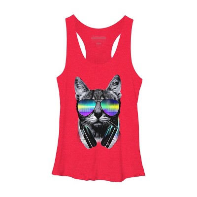 Women's Design By Humans Music Lover Cat By clingcling Racerback Tank Top