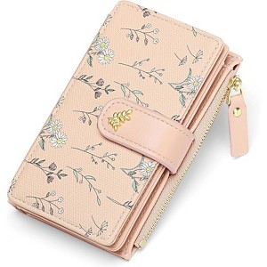 Clotth Womens Wallet - RFID Blocking Trifold Wallet for Women - Large Capacity Vegan Leather Floral Purse with Zipper Coin Pocket - 1 of 4