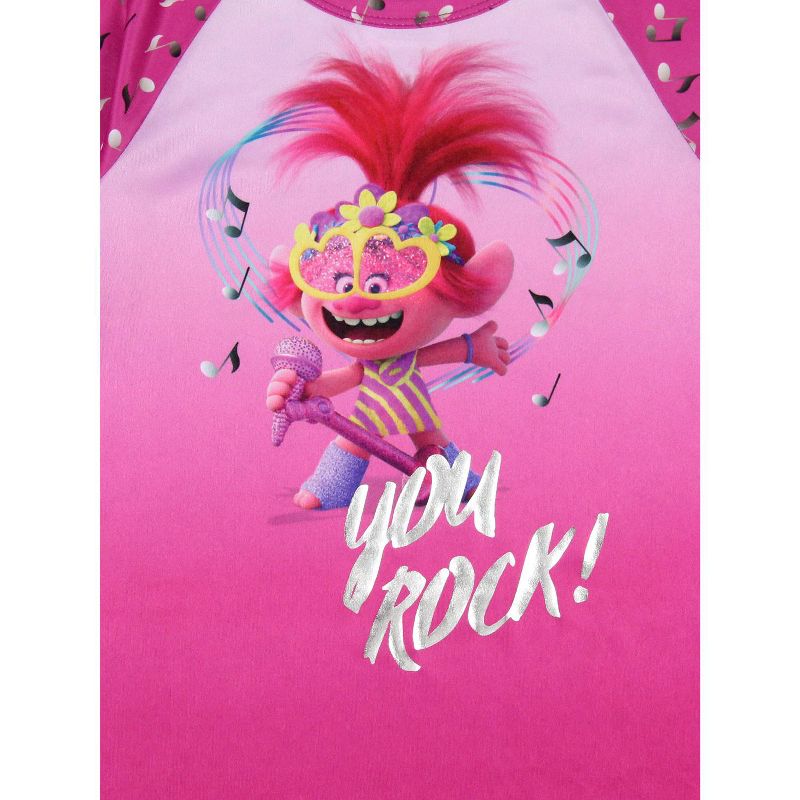 Dreamworks Trolls Toddler Girls' Poppy Rock Sleep Pajama Dress Nightgown Pink, 2 of 5