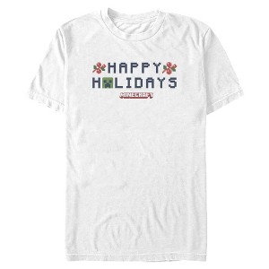Mens Minecraft Happy Holidays Quote T Shirt - 1 of 4