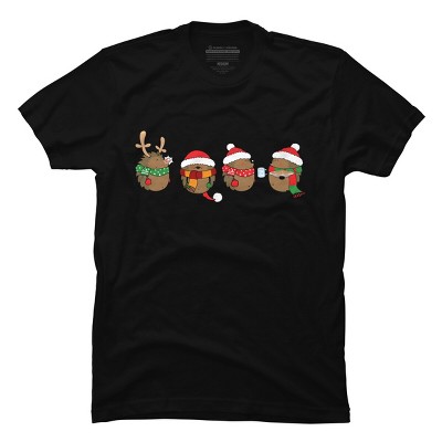 Men's Design By Humans Christmas hedgehogs By Mangulica T-Shirt