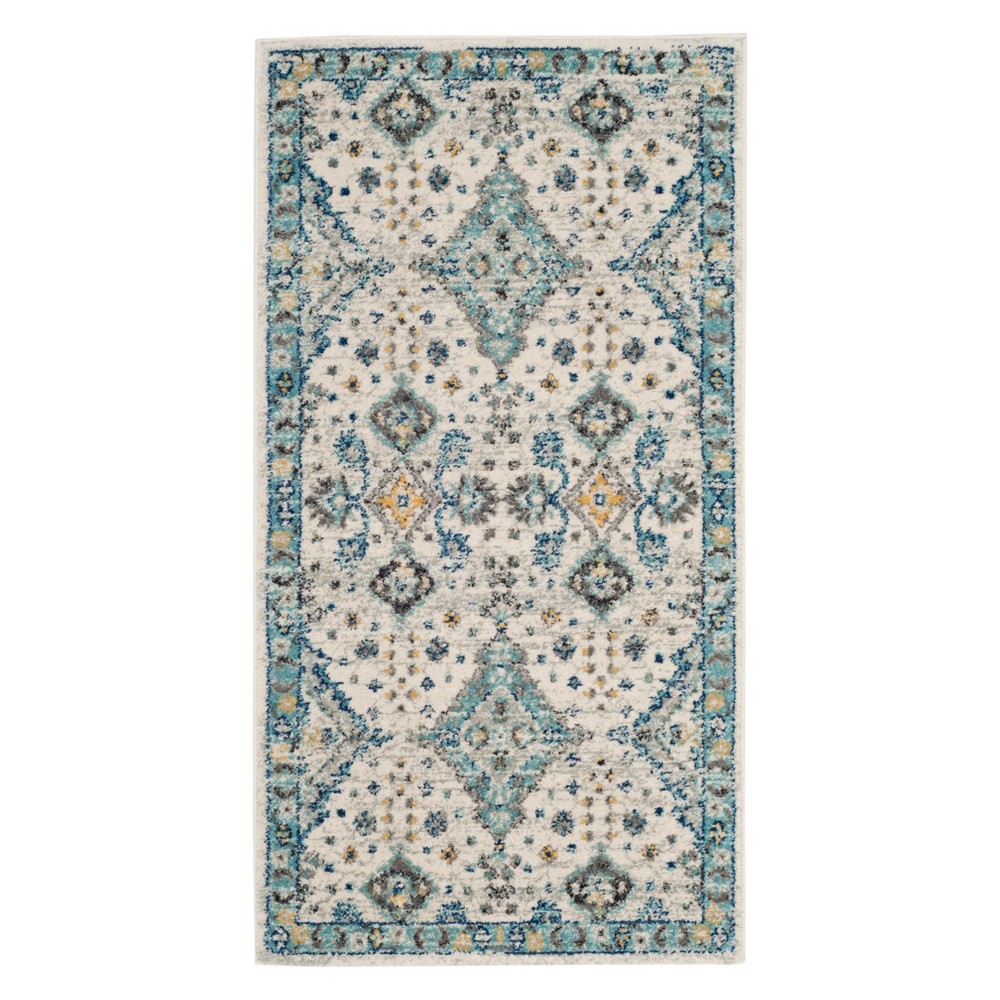  Medallion Accent Rug Ivory/Light Blue