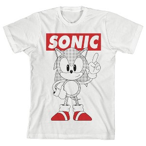 Bioworld Sonic the Hedgehog Classic Red and Black Dot Art Youth White Short Sleeve Tee - 1 of 3