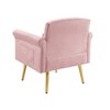 Velvet Accent Armchair with Nail Head Arms and Gold Metal Legs, Modern Upholstered Lounge Chair for Living Room - 4 of 4