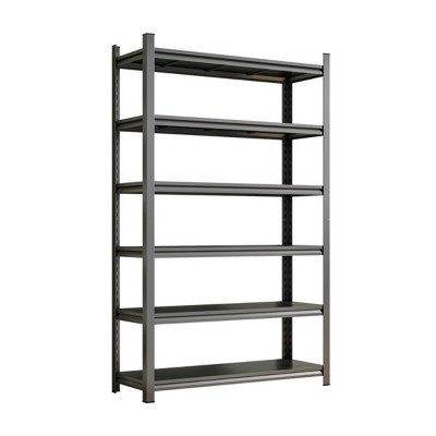 Syemin Utility Storage Shelves Garage Storage Rack, 6-Story Metal Shelves, Adjustable Partition Storage Unit, Black, 45.27"*15.74"*77.44"