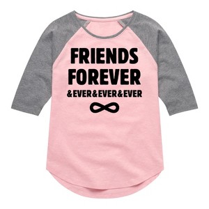 Girls' - Instant Message - Friends Forever And Ever Shirt Tail Raglan Graphic T-shirt - 1 of 4