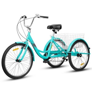 VisioGear Adult Tricycles, 7 Speed Adult Trikes 3 Wheel Bikes, Bicycles Cruise Trike with Shopping Basket, Blue, 42.92"*10.63"*25.99" - 1 of 4