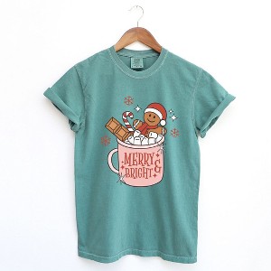 Simply Sage Market Women's Merry and Bright Mug Short Sleeve Garment Dyed Tee - 1 of 4
