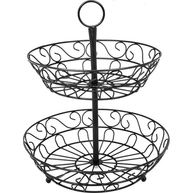 Sorbus 2-Tier Metal Countertop Fruit Basket & Bowl Stand - Stylish Storage for Kitchen & Dining - Black, 1 of 9
