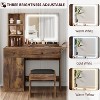 Vanity Desk with LED Lighted Mirror & Power Outlet, Makeup Vanity with Drawers & Cabinet & Chair, Vanity Table Set for Bedroom - 3 of 4