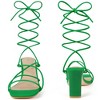 BLISSFUL STEP Women's Square Toe Lace Up Block Heel Sandals - 2 of 3