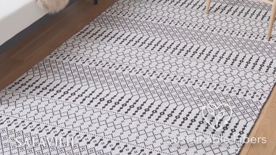 Bohemian Nomad Black and Ivory Cotton Flat Weave Rug - 27"x9"