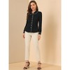 INSPIRE CHIC Women's Casual Peter Pan Collar Button Down Contrast Puff Sleeve Work Blouse - 3 of 4