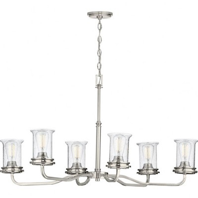 Progress Lighting Winslett 6-Light Chandelier, Brushed Nickel, Seeded Glass Shades