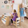 Costway Kids Art Table and Chair Set with  Easel & Chair Whiteboard & Chalkboard Paper Roll - 2 of 4