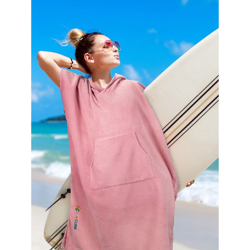 SUN CUBE Surf Beach Towel Changing Robe with Hood, Quick Dry Microfiber Wetsuit Changing Towel with Pocket for Surfing Men Women, 5 of 9