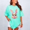 Bunny Face Textured Paint - Women's Garment Dyed Graphic T-Shirt - 3 of 4