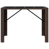 vidaXL Poly Rattan Bar Table - Modern Outdoor Furniture with Tempered Glass Top, Easy to Clean, Stable Steel Frame, Brown, 57.1"x31.5"x43.3" - 3 of 4
