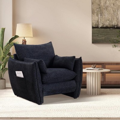 Dolonm Sharp-Angle Chair Chenille Modern Accent Seat, Ergonomic Design Easy Assembly for Living Room Bedroom Office