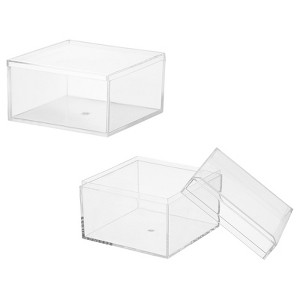 Unique Bargains Acrylic Cube Storage Collectible Display Boxes 2 Pcs Clear - 1 of 4