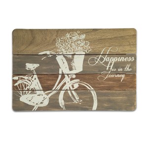 Melrose 23.5" Brown and White Happiness Bicycle Wall Plaque - 1 of 2