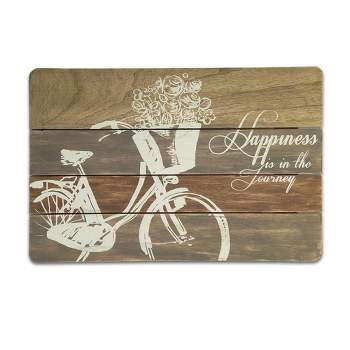 Melrose 23.5" Brown and White Happiness Bicycle Wall Plaque