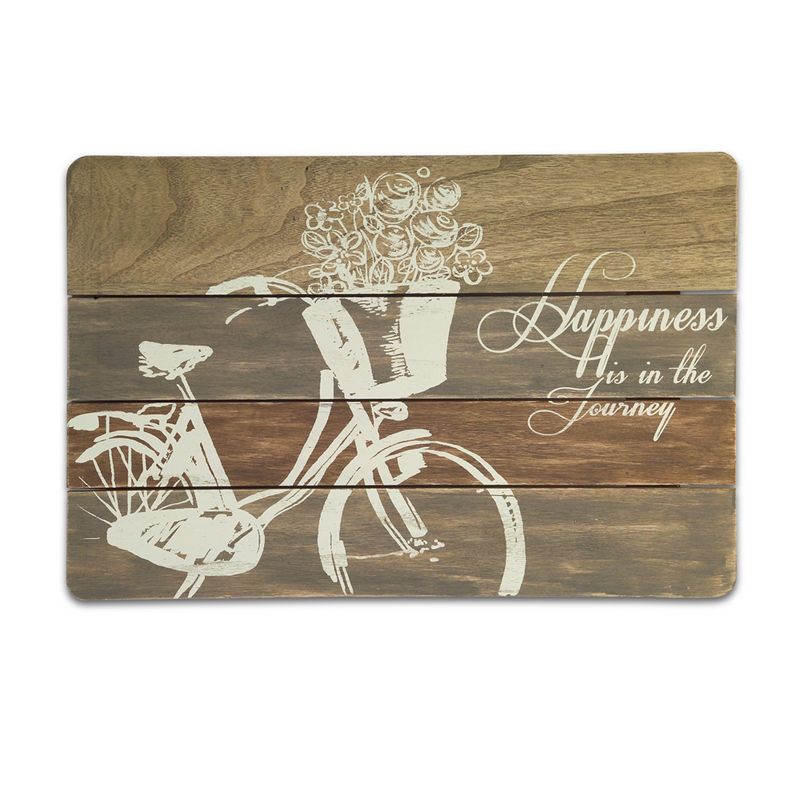 Melrose 23.5" Brown and White Happiness Bicycle Wall Plaque, 1 of 3