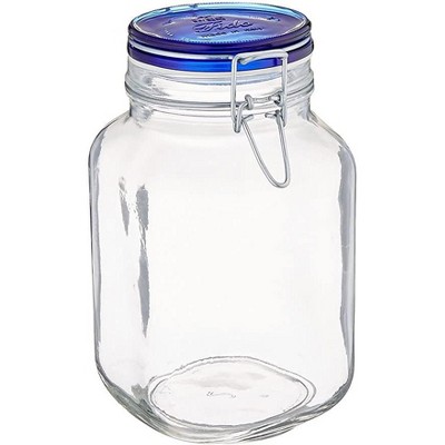 Bormioli Rocco Fido Jar with Blue Lid, Made of Premium Quality Italian Glass, Airtight Seal with Gasket