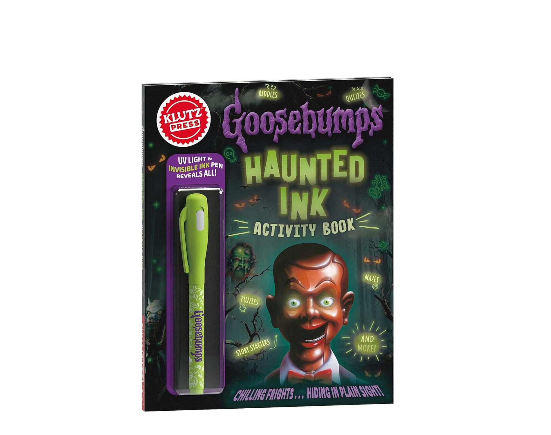 Klutz Press Goosebumps Haunted Ink Activity Book – Invisible Ink, UV Pen & Puzzles, Hardcover, Ages 8+