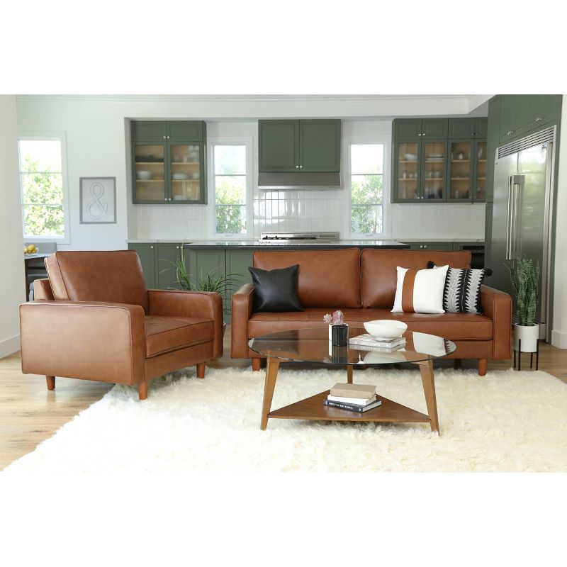 Hobbes Mid-Century Leather Sofa and Armchair Camel - Abbyson Living, 1 of 13