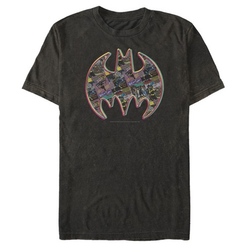 Men's Batman Shield Logo Comic Panel T-Shirt - Black - Small