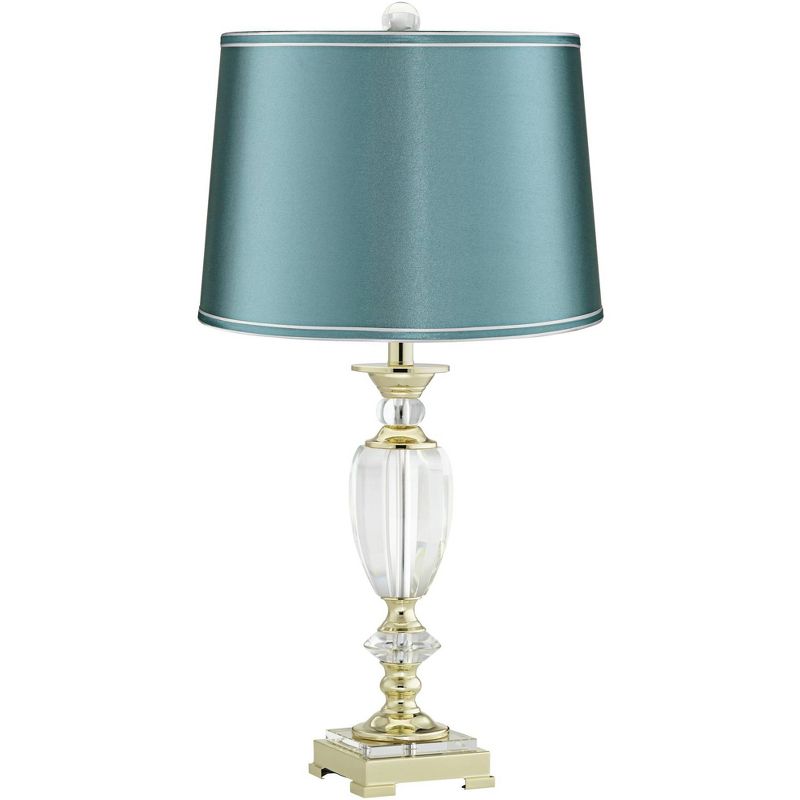 Vienna Full Spectrum 28 3/4" Tall Urn Traditional Glam Luxe End Table Lamp Clear Crystal Single Teal Shade Living Room Bedroom Bedside Nightstand, 1 of 7